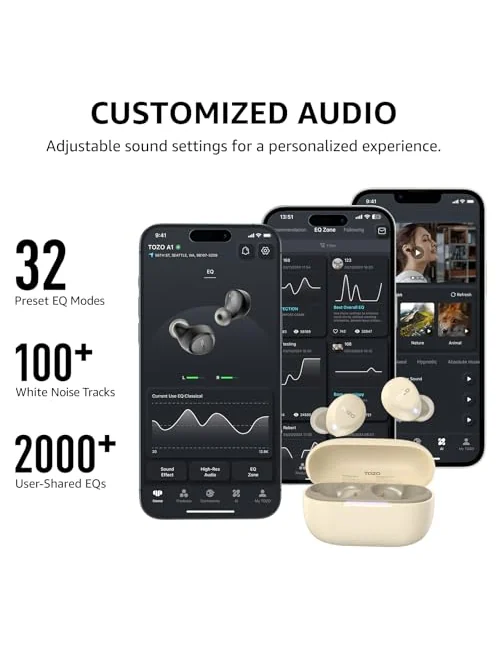 TOZO A1 беспроводные наушники Bluetooth 5.3 — изображение 5 из 6, разноцветный
