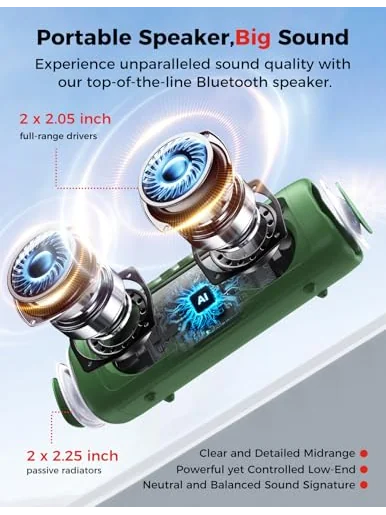 Портативная Bluetooth-колонка 20W, водонепроницаемая — изображение 2 из 7, разноцветный