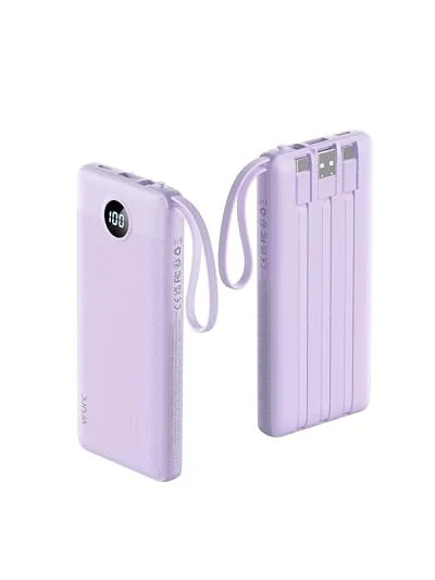 VRURC внешний аккумулятор 10000mAh Power Bank с встроенными кабелями — 1