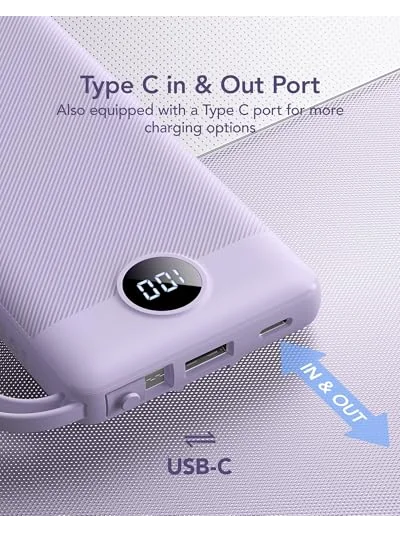 VRURC внешний аккумулятор 10000mAh Power Bank с встроенными кабелями — 7