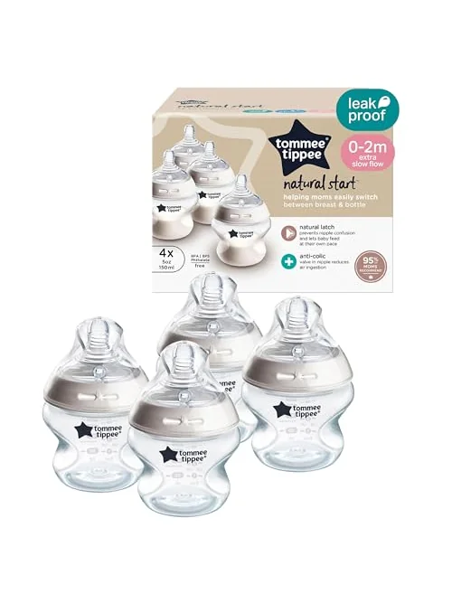 Tommee Tippee Natural Start Бутылочка 5 oz, антиколик, набор 4 штуки — изображение 1 из 6, прозрачный, 4 шт.