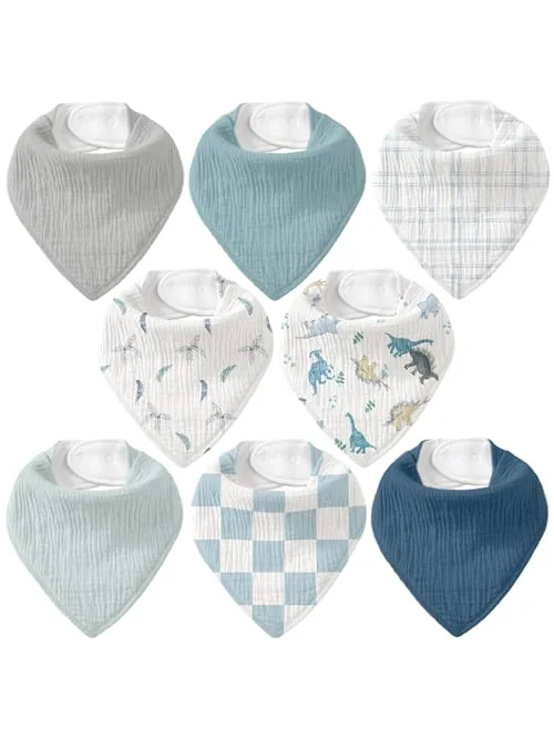 Muslin Baby Bibs 8 Pack, хлопковые нагрудники — изображение 1 из 6, разноцветный