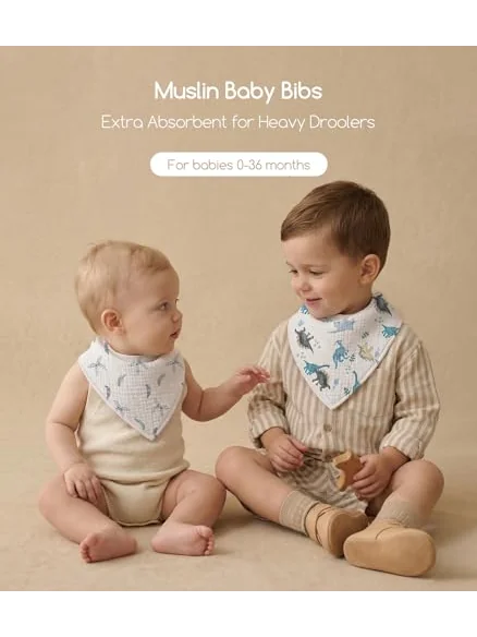 Muslin Baby Bibs 8 Pack, хлопковые нагрудники — изображение 3 из 6, разноцветный