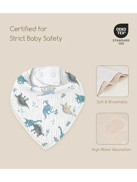 Muslin Baby Bibs 8 Pack, хлопковые нагрудники — изображение 5 из 6, разноцветный