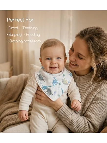 Muslin Baby Bibs 8 Pack, хлопковые нагрудники — изображение 6 из 6, разноцветный
