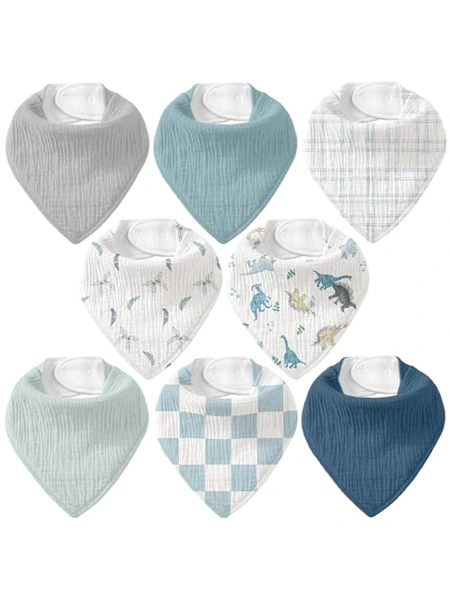 Muslin Baby Bibs 8 Pack, хлопковые нагрудники