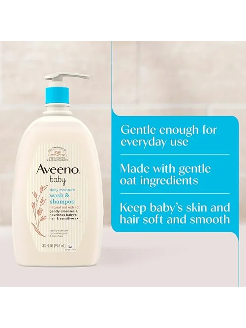 Aveeno Baby Daily Moisture гель для ванны и шампунь — изображение 4 из 6