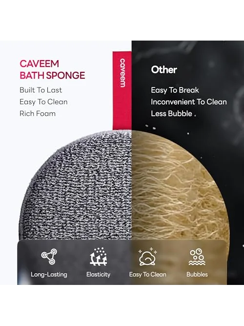 Мочалка-эксфолиант Caveem для тела, 2 шт, серая — 6