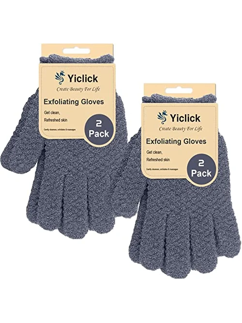 Yiclick отшелушивающие перчатки-мочалки для тела, 4 шт, серые — 1