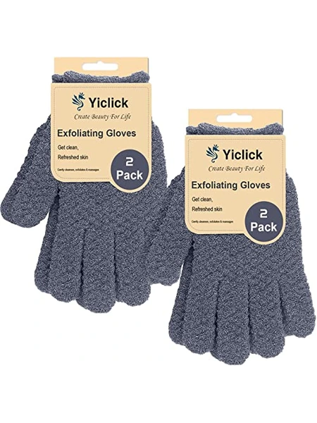 Yiclick отшелушивающие перчатки-мочалки для тела, 4 шт, серые