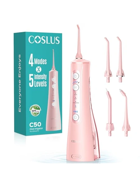 Портативный ирригатор для полости рта COSLUS C50, розовый