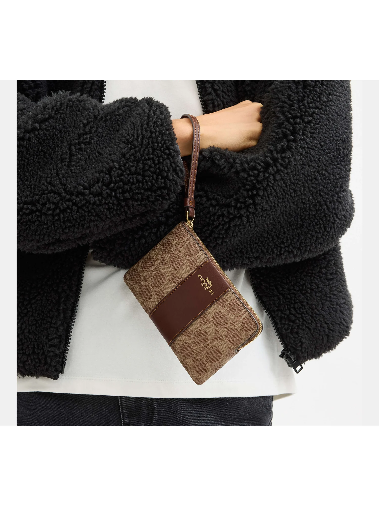 Кожаный кошелек-браслет Coach Corner Zip — 2