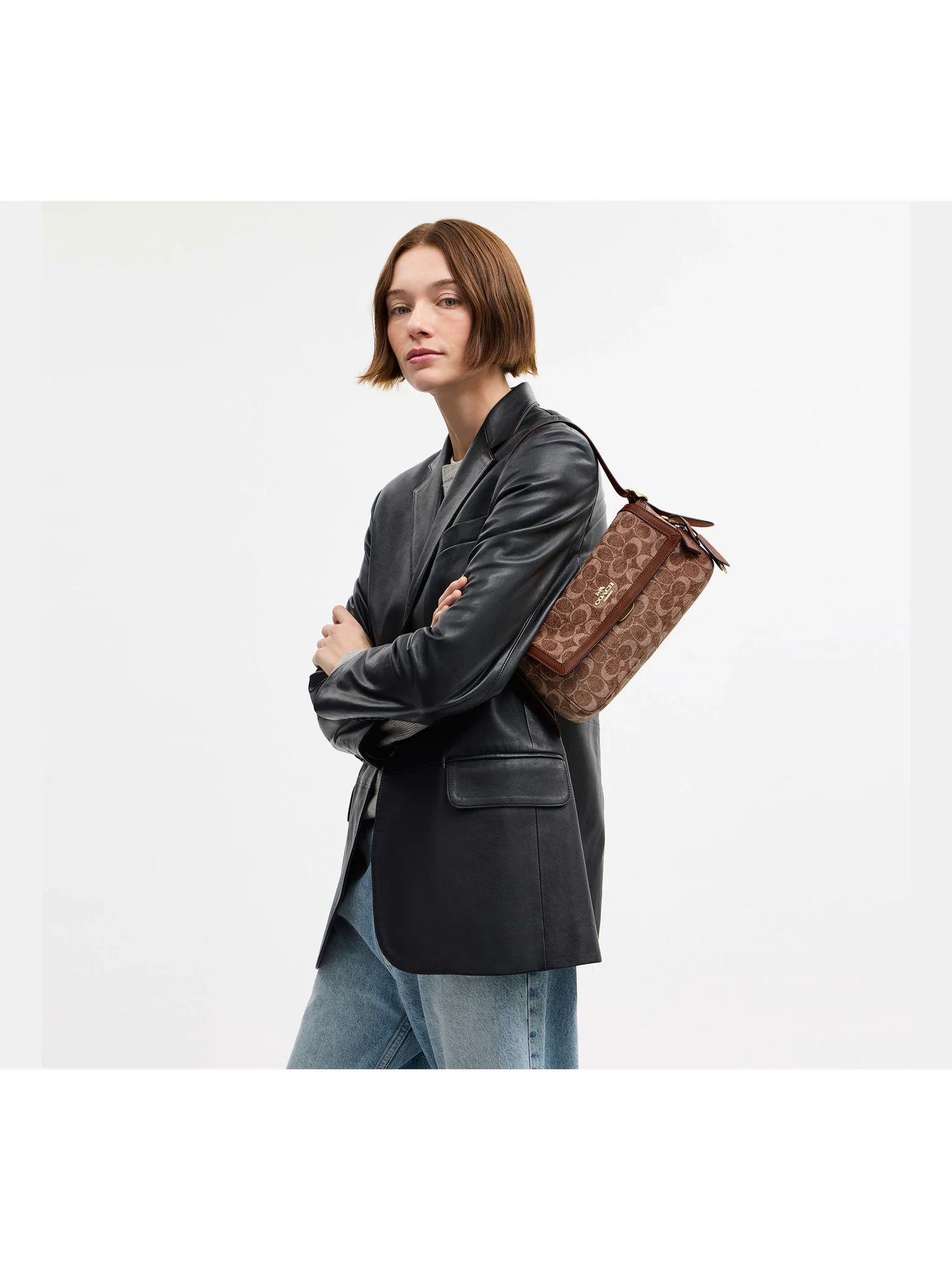 Сумка Coach Etta на плечо с клапаном — изображение 8 из 18, коричневый хаки