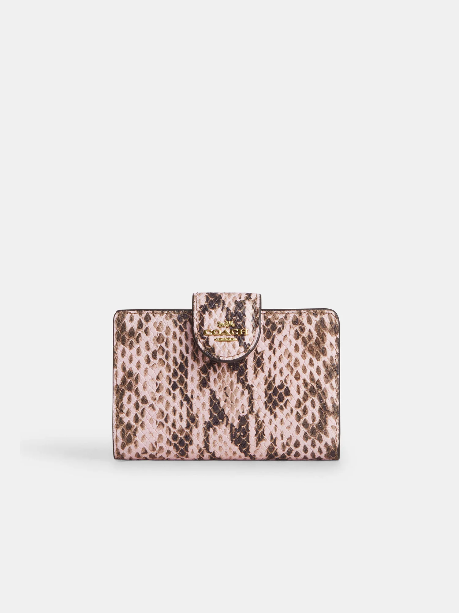 Средний кошелек на кнопке с тиснением под питона Coach — 3