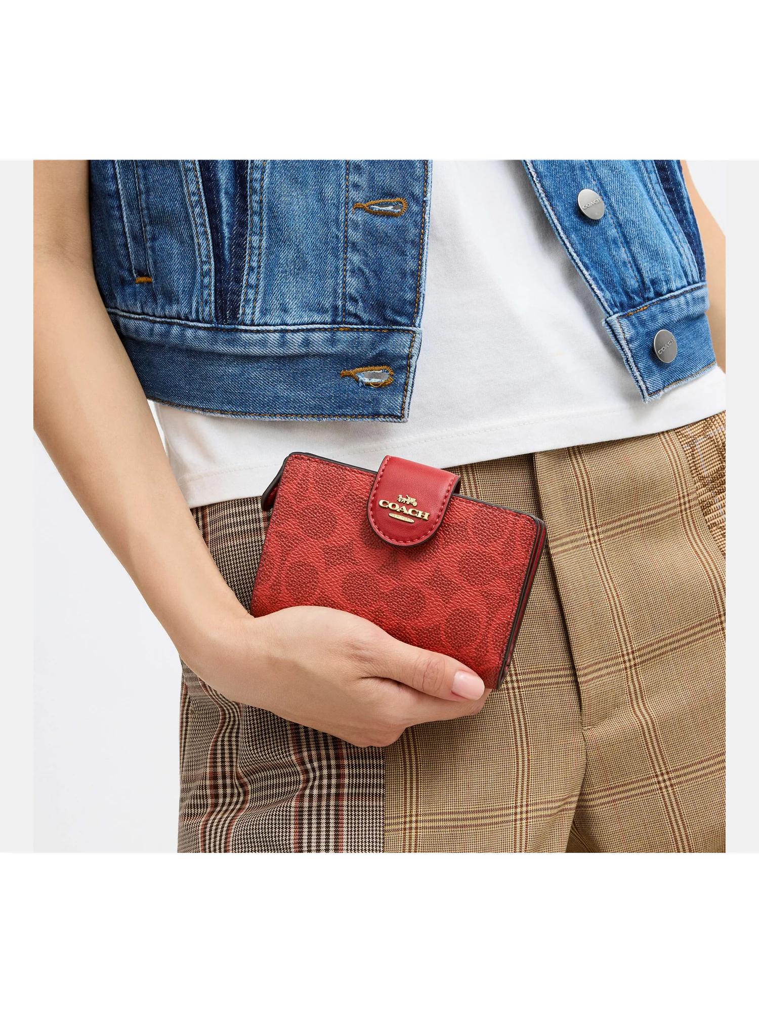 Средний кошелёк Coach на кнопке с фирменным принтом — 12