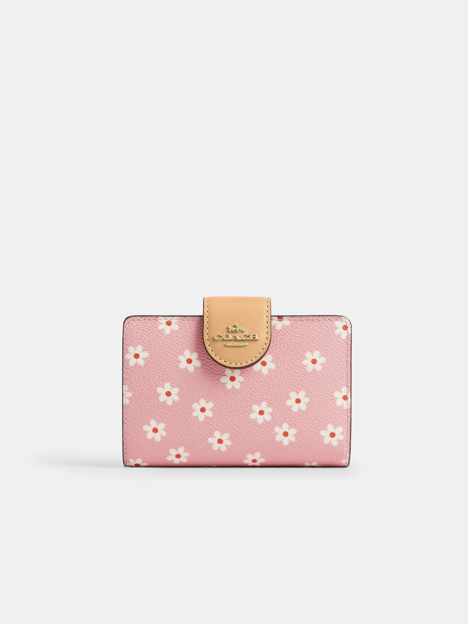 Компактный кошелек Coach с угловой молнией и цветочным принтом — 3