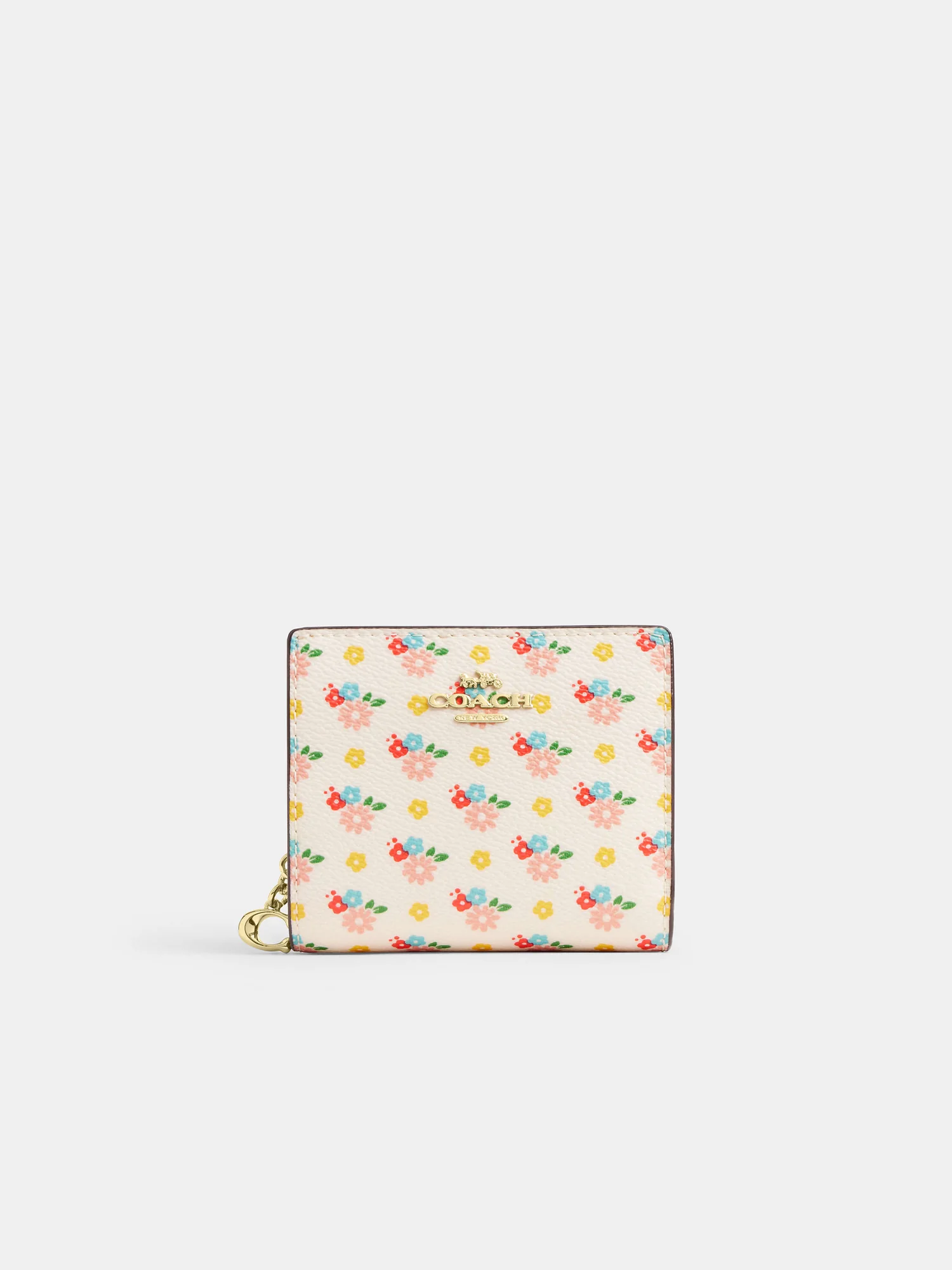 Кошелёк Coach на кнопке с цветочным принтом и подвеской — 15