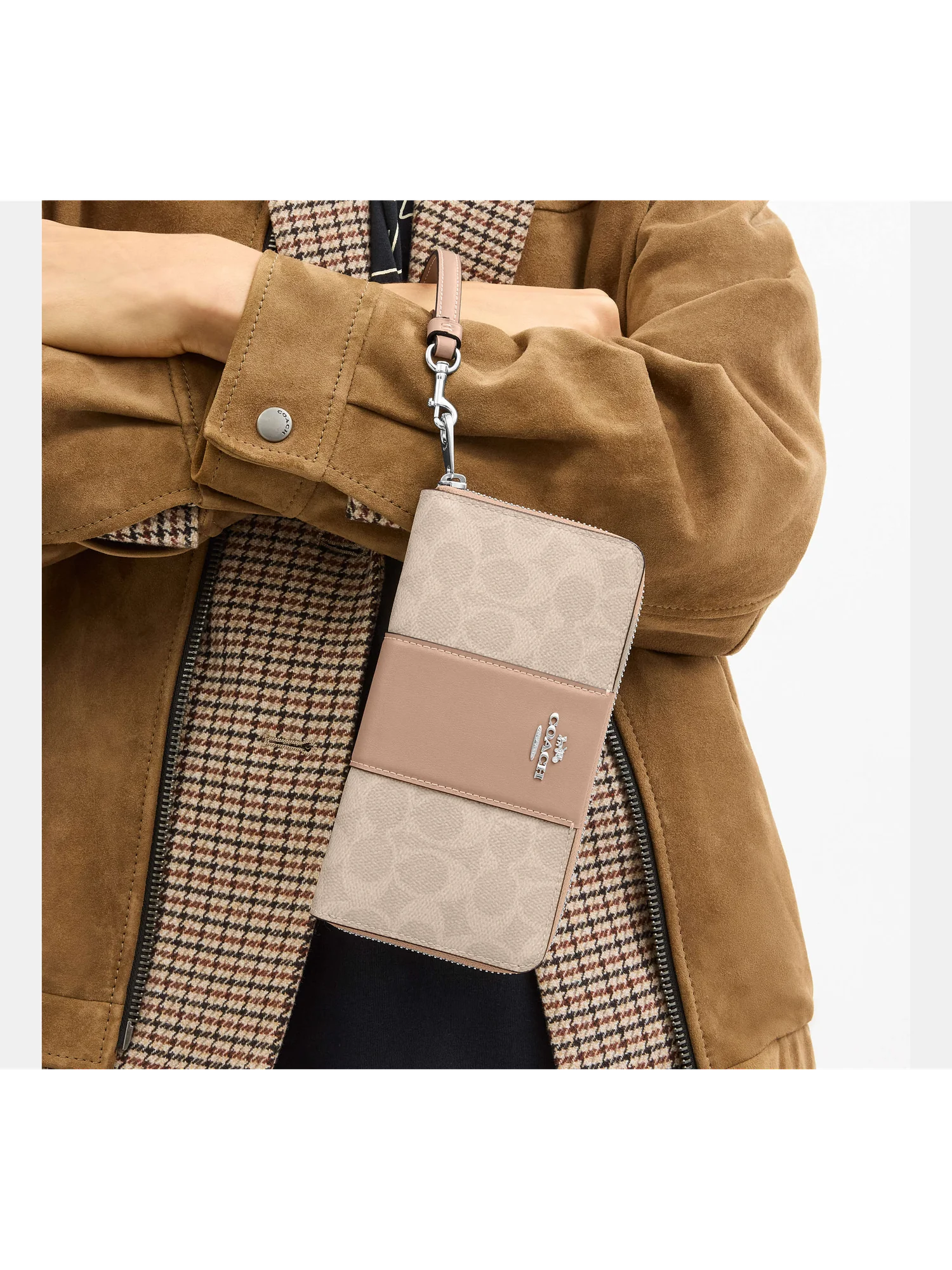 Длинный кошелёк Coach на молнии с полосой и фирменным принтом — 10