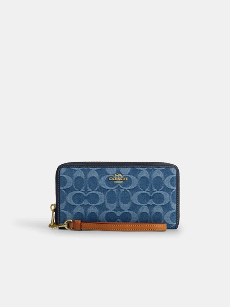 Кошелек Coach Long Zip Around из фирменного денима