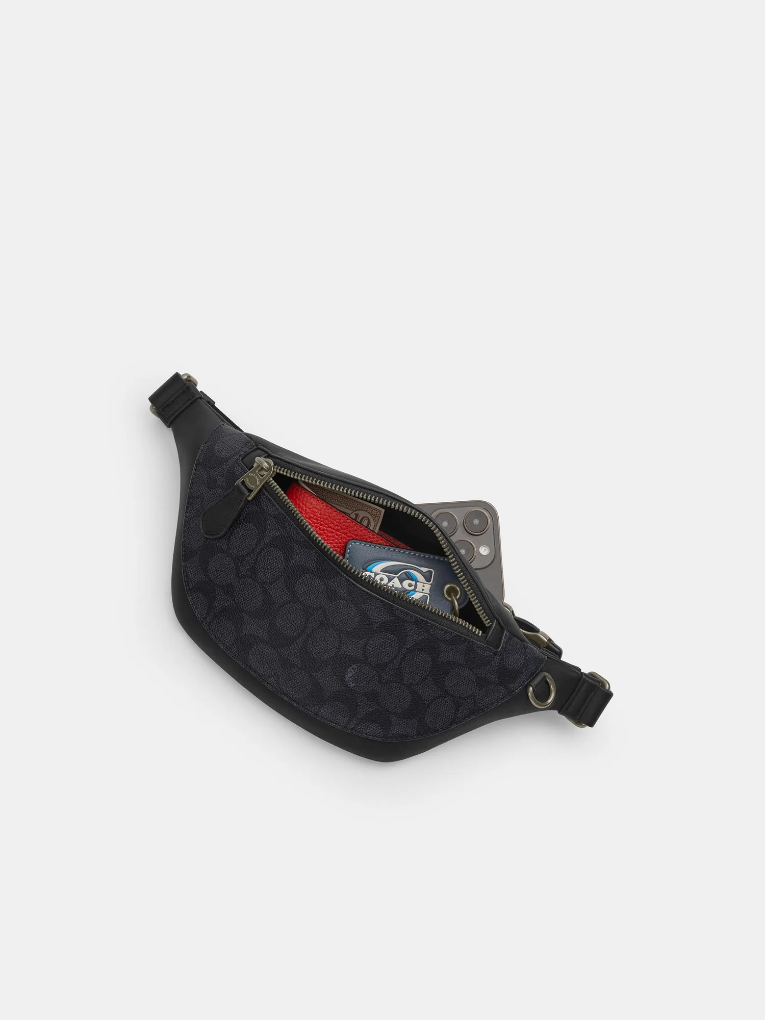 Поясная сумка Coach Warren Mini из фирменного текстиля — 10