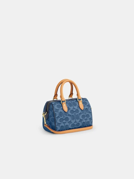 Мини-сумка кросс-боди Coach Rowan из джинсовой ткани Signature