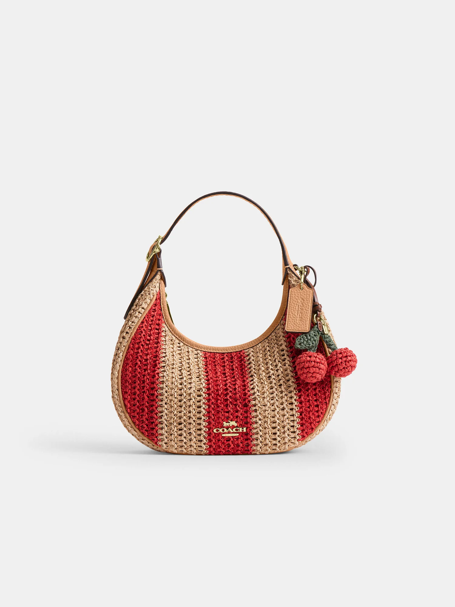 Сумка на плечо Coach Emily с полосатым узором и брелоком — 6