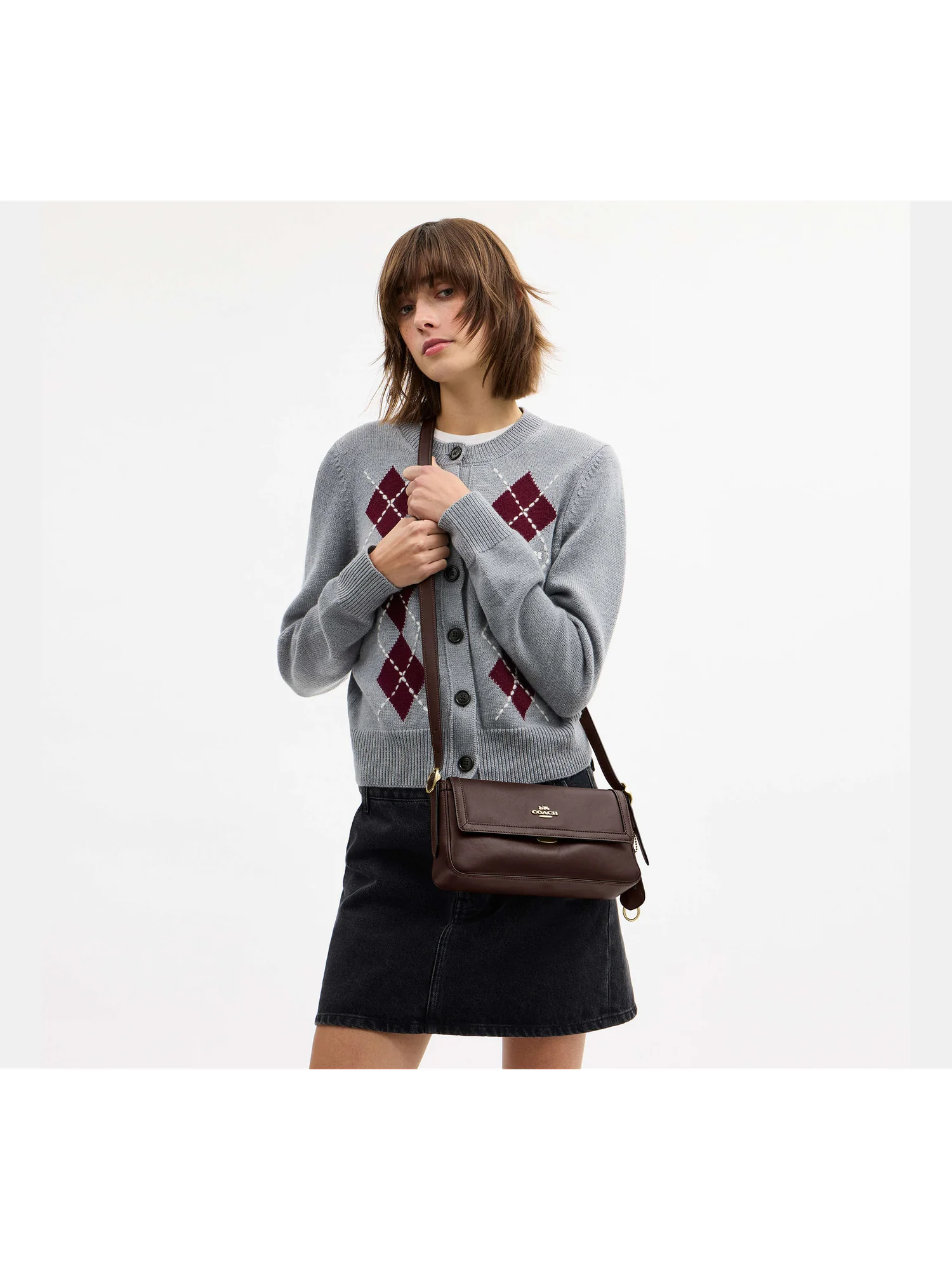 Кожаная сумка на плечо Coach Etta с клапаном — 8