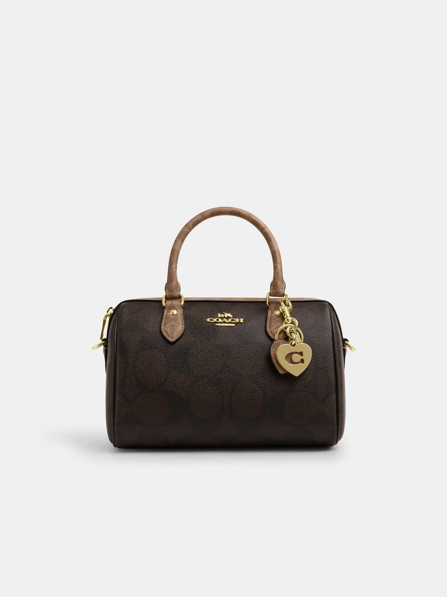 Брелок для сумки Coach «Сердца» из фирменного текстиля — 2