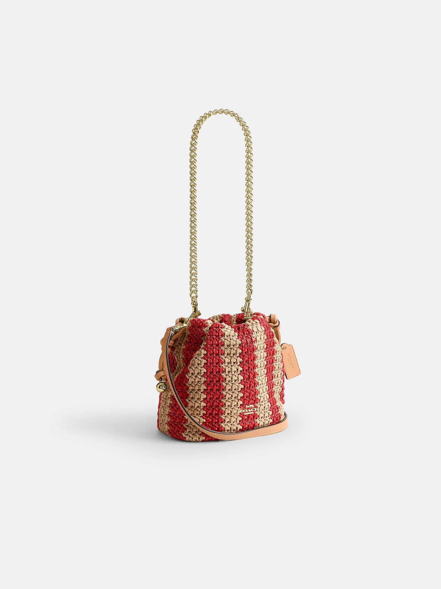 Мини-сумка Coach Faye на кулиске в полоску — 12