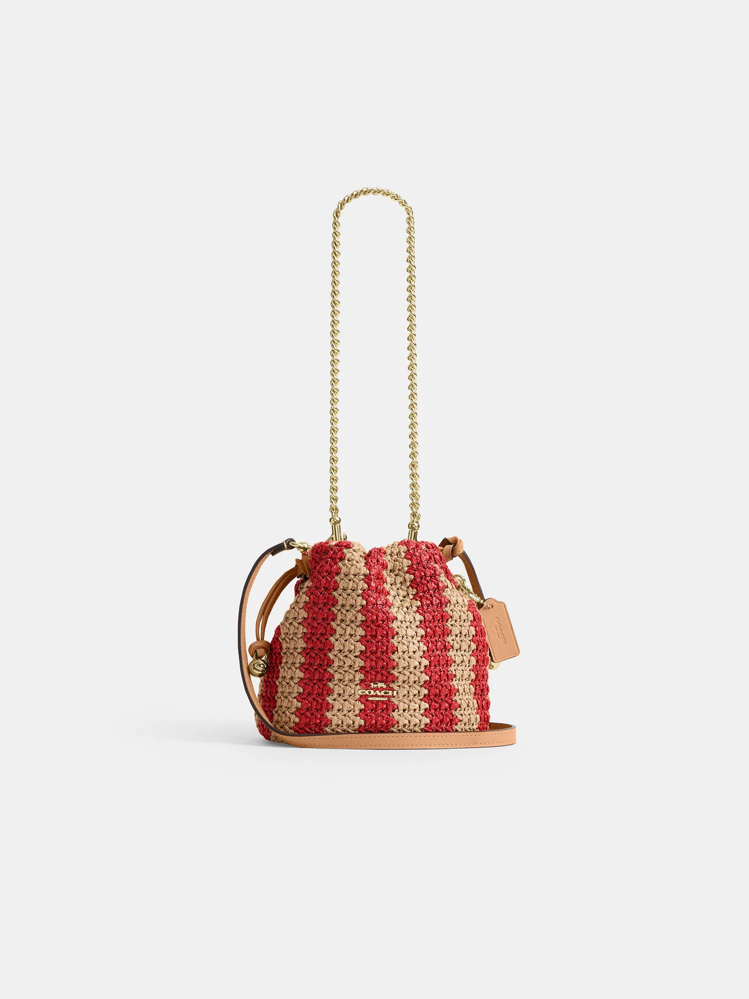 Мини-сумка Coach Faye на кулиске в полоску — 18