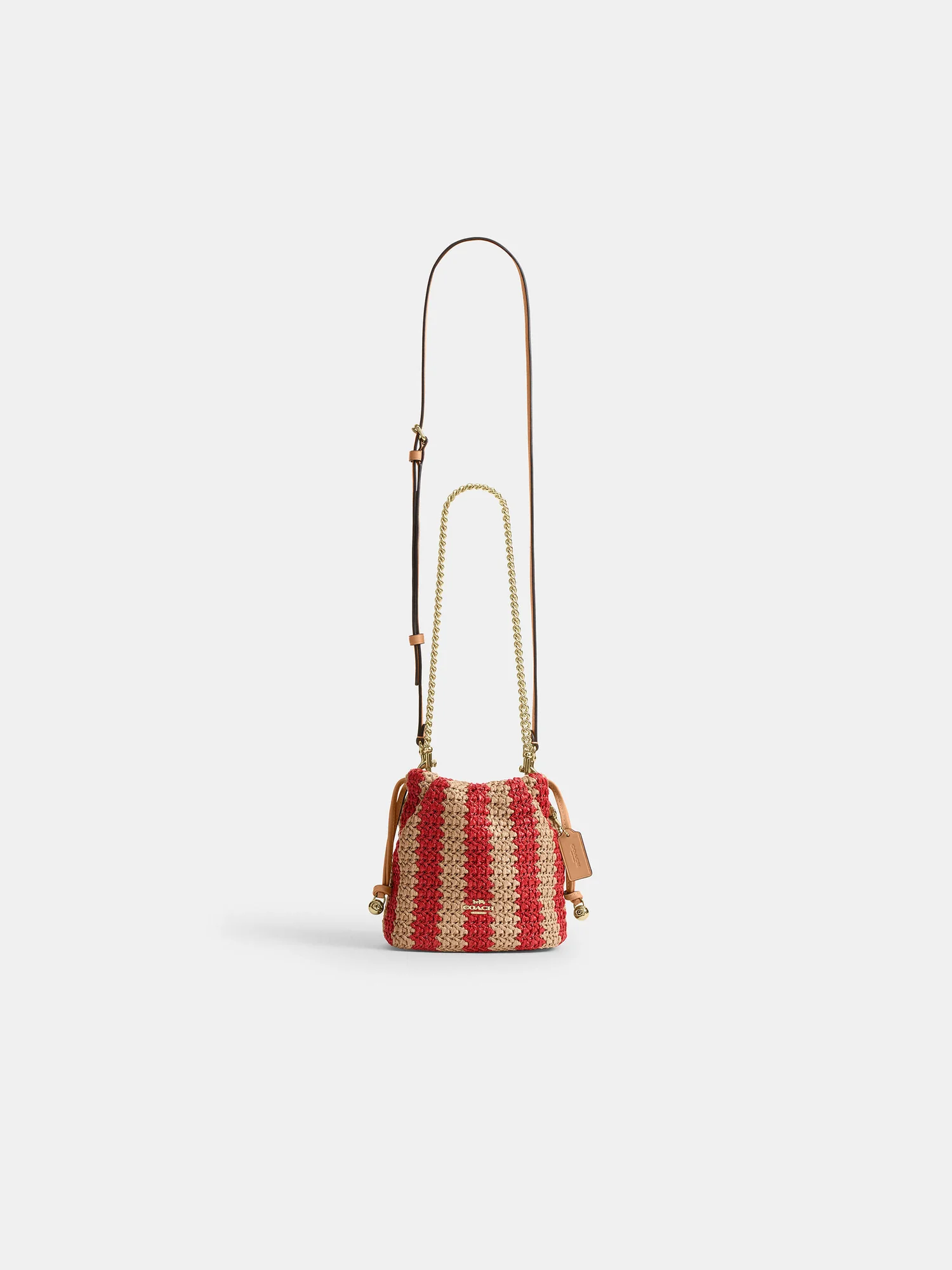 Мини-сумка Coach Faye на кулиске в полоску — 4