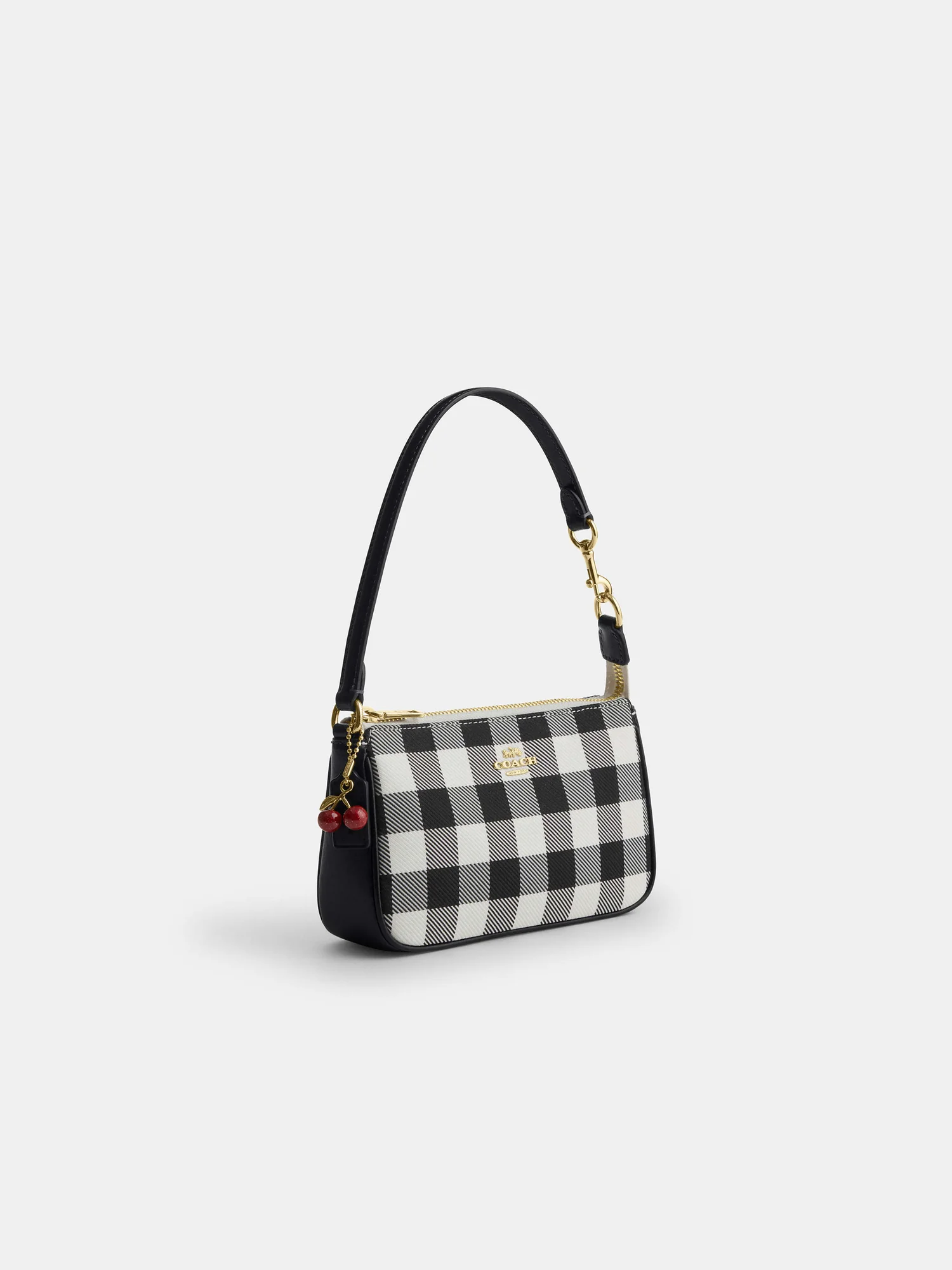 Мини-сумка Coach Nolita 19 с принтом гингем и брелоком — 2