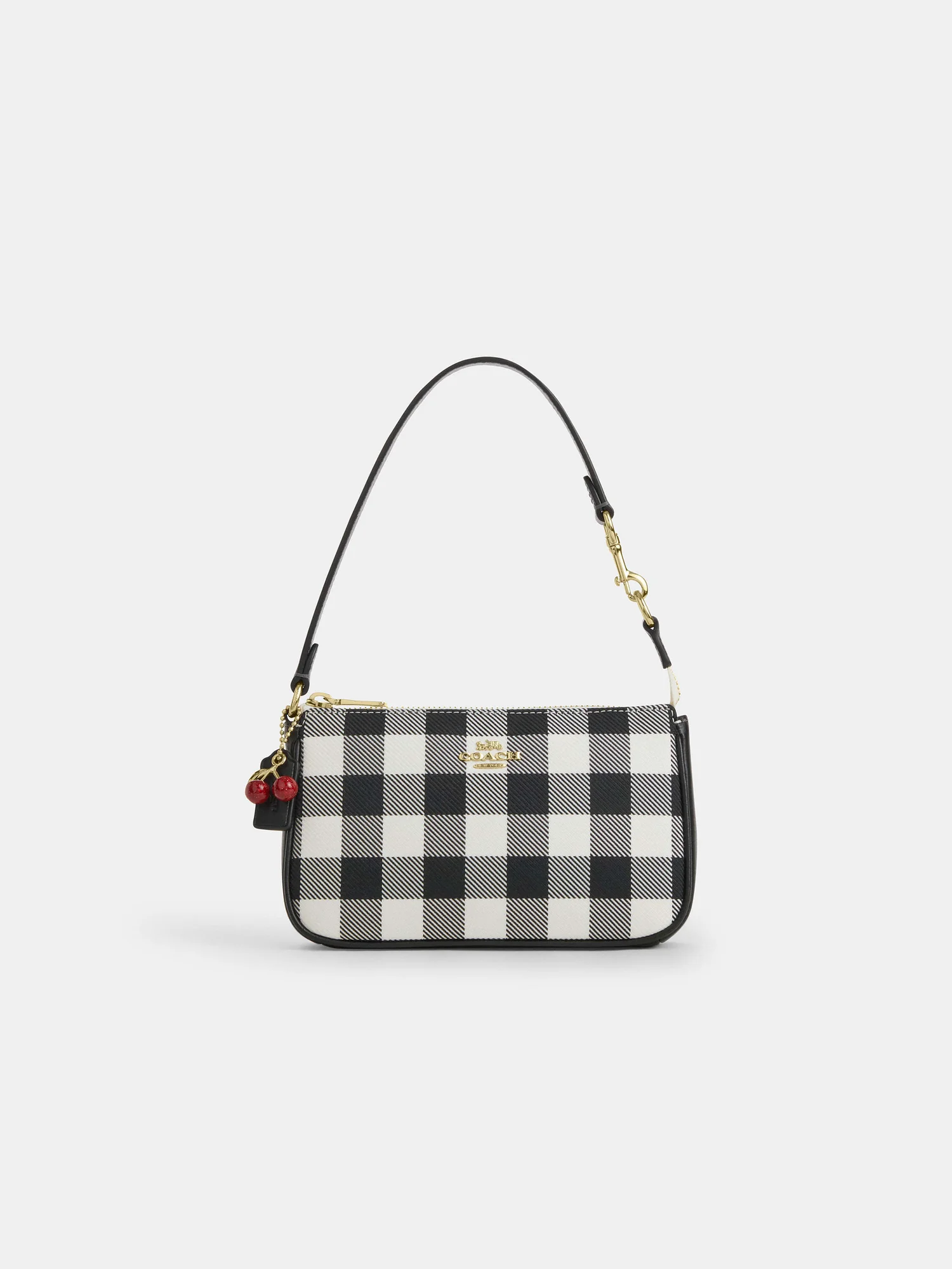 Мини-сумка Coach Nolita 19 с принтом гингем и брелоком — 15