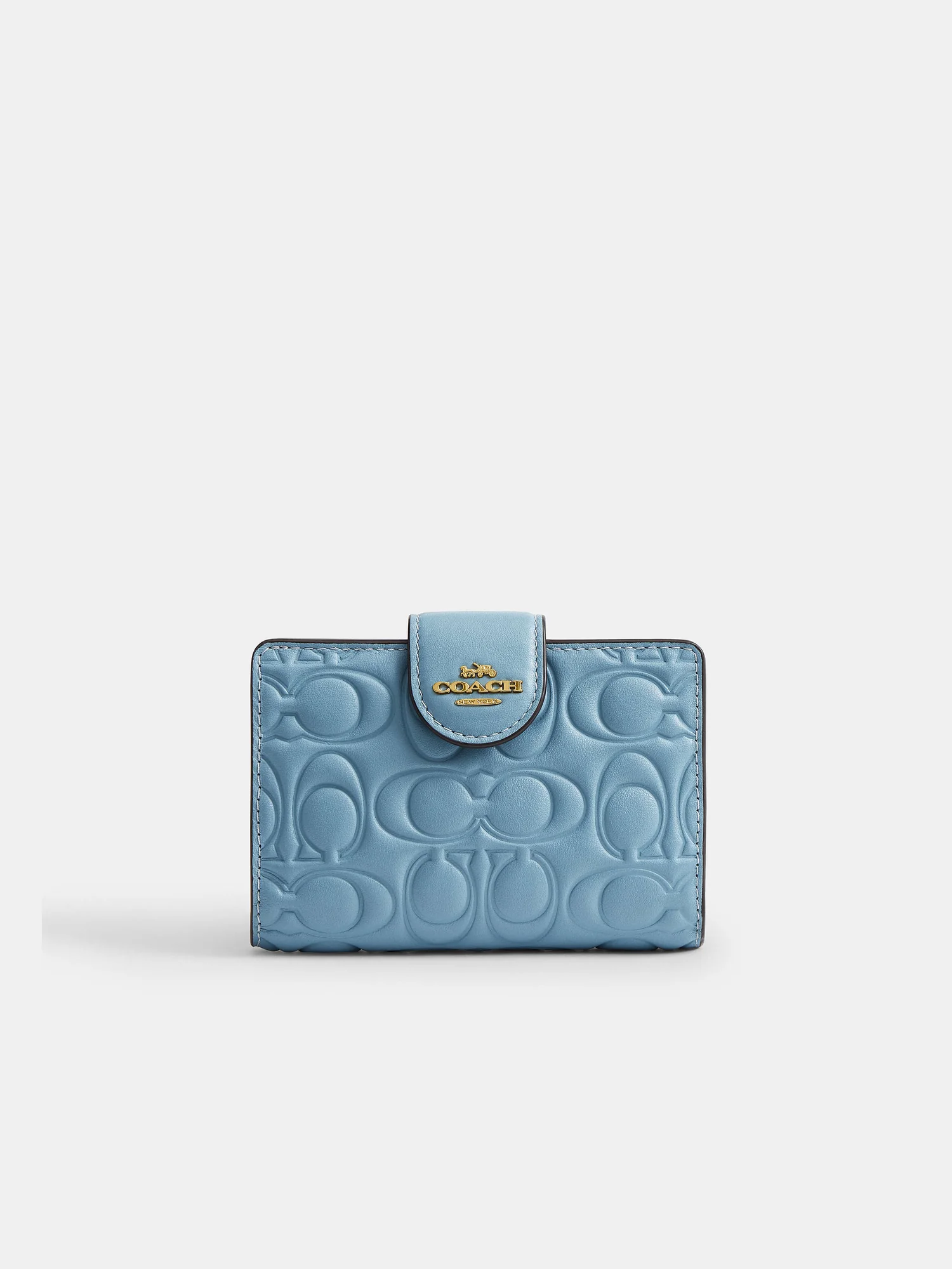 Кожаный кошелек Coach с тиснением на молнии — 11
