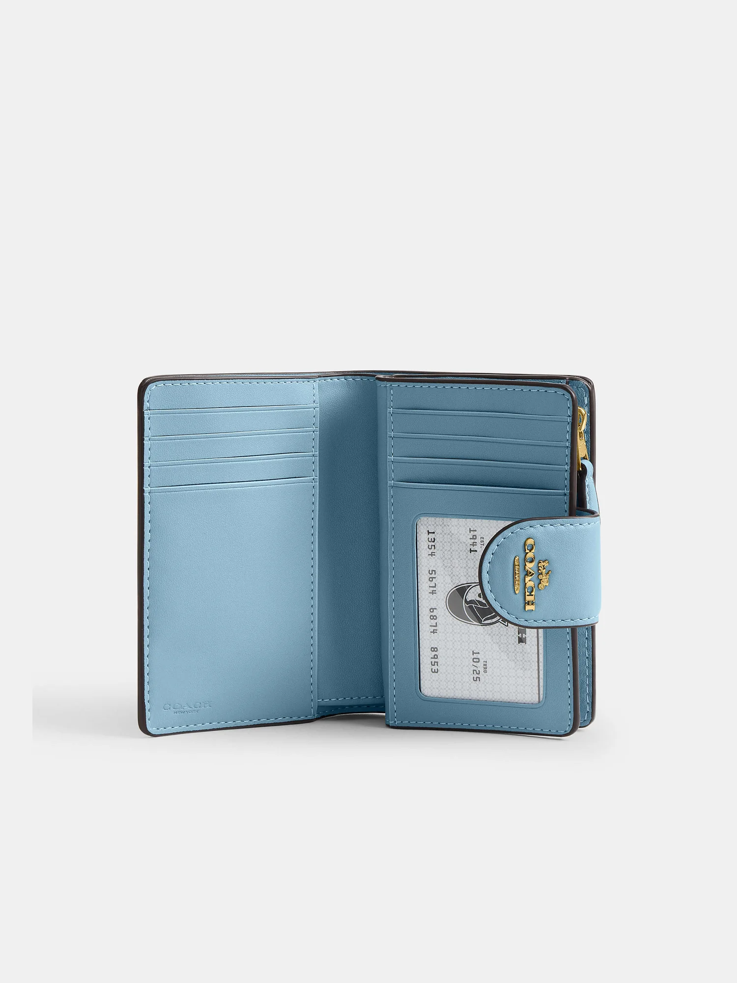 Кожаный кошелек Coach с тиснением на молнии — 9
