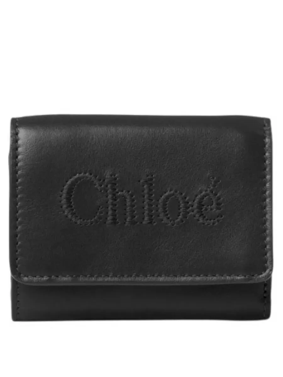Кошелек Chloé Small с тройным сгибом из кожи — черный