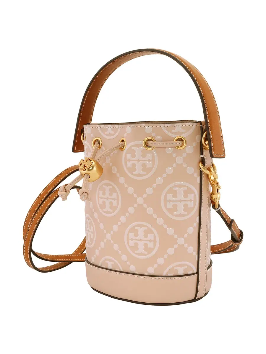 Мини-сумка-бакет Tory Burch T с тиснением монограммы — изображение 3 из 5, оранжевый
