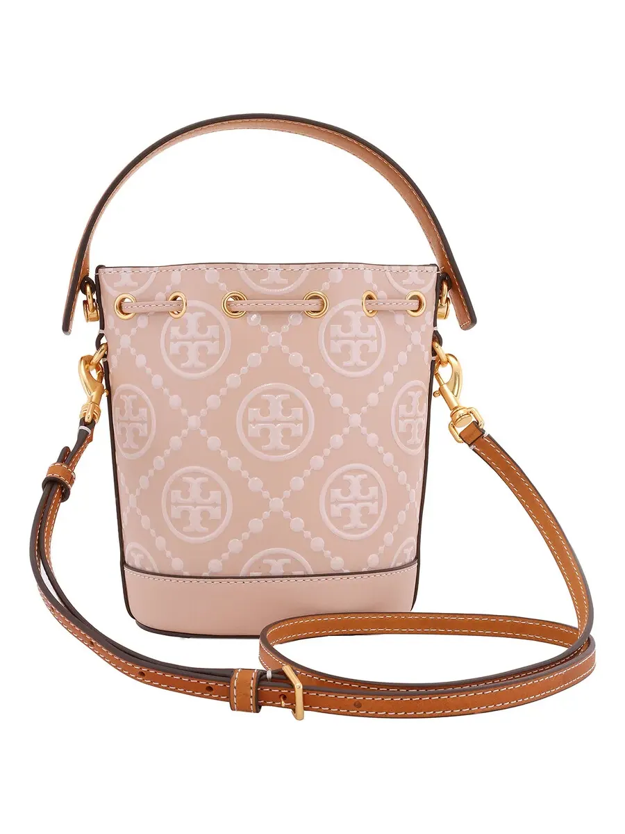 Мини-сумка-бакет Tory Burch T с тиснением монограммы — изображение 4 из 5, оранжевый