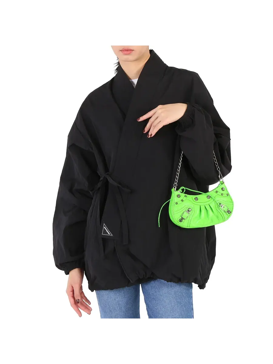 Кожаная мини-сумка Balenciaga Le Cagole кислотно-зеленого цвета — изображение 2 из 6, зеленый