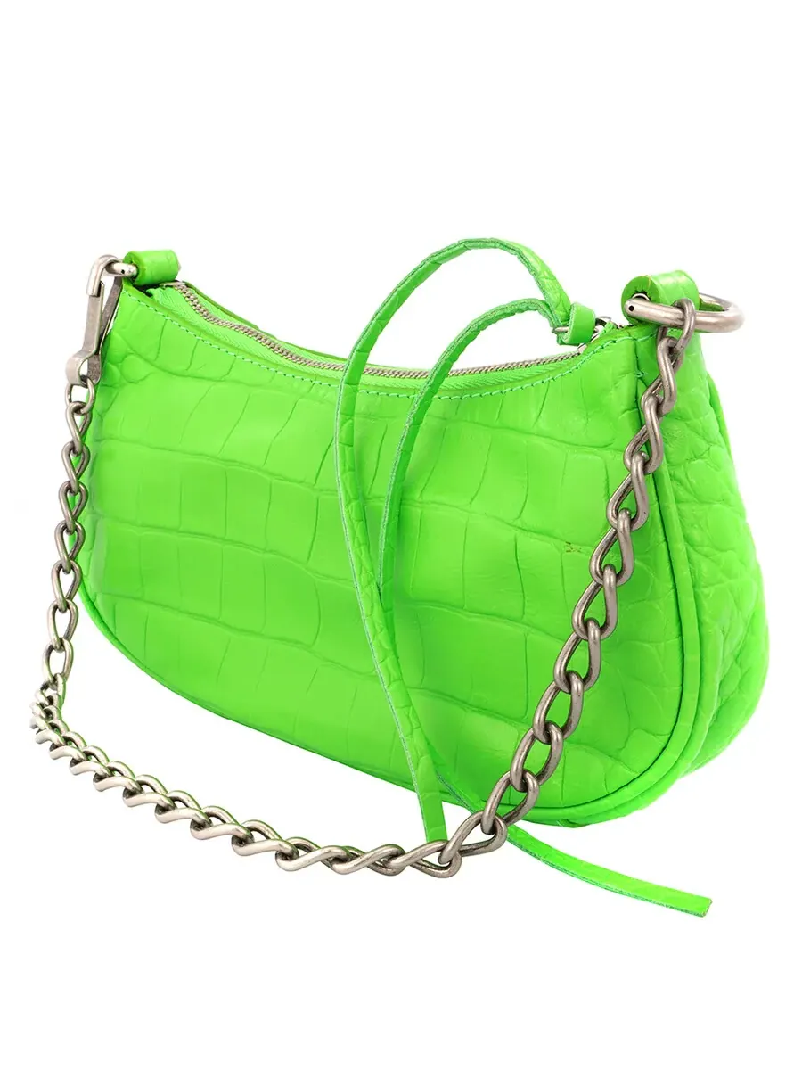 Кожаная мини-сумка Balenciaga Le Cagole кислотно-зеленого цвета — изображение 3 из 6, зеленый
