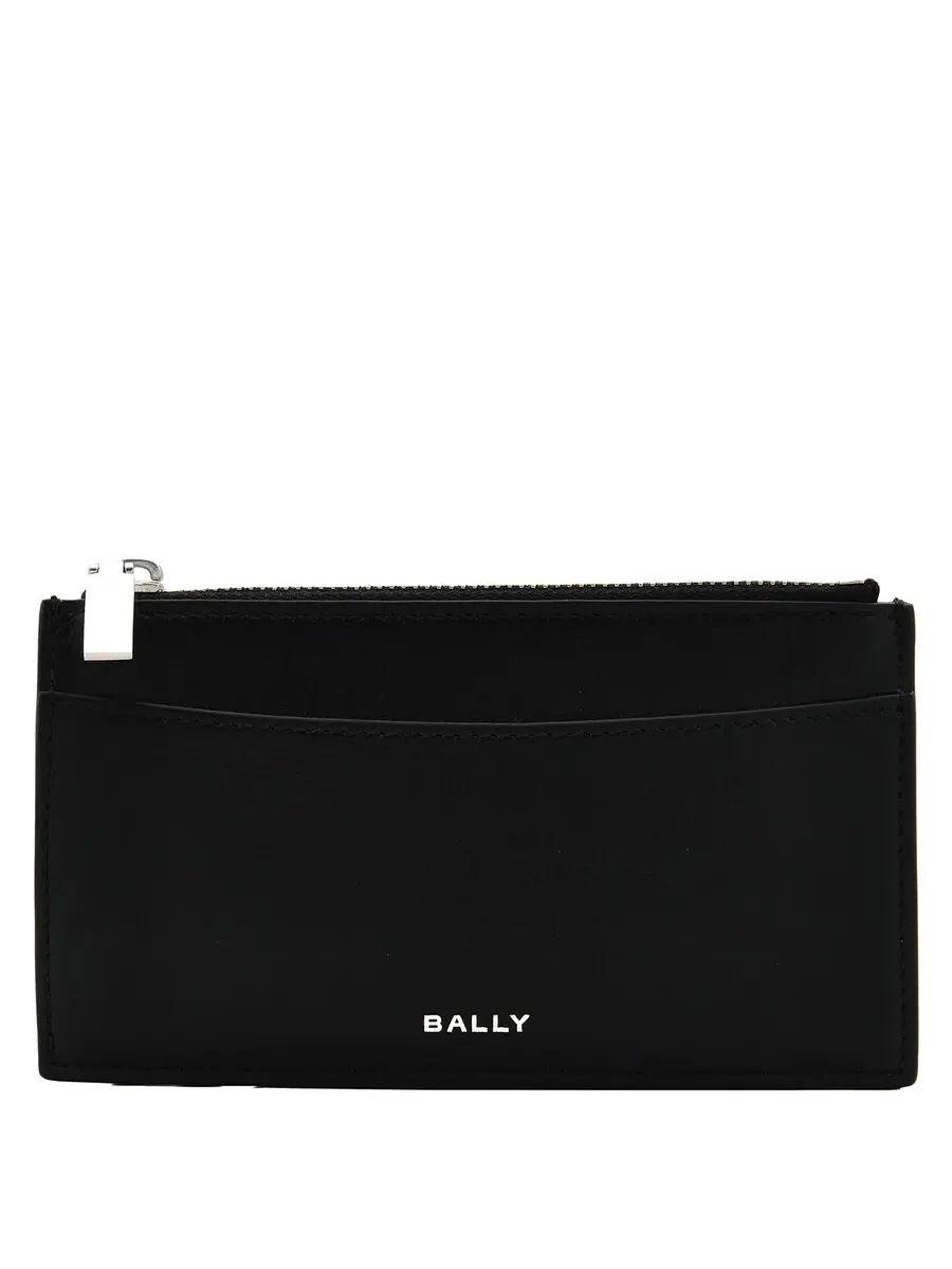 Кожаный держатель для карт Bally Banque Zip — черный