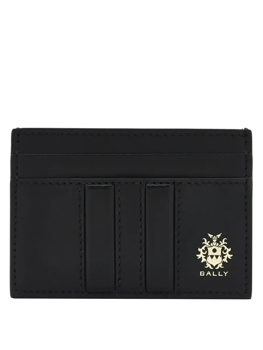 Кожаный футляр для карт с тисненым логотипом Bally — черный