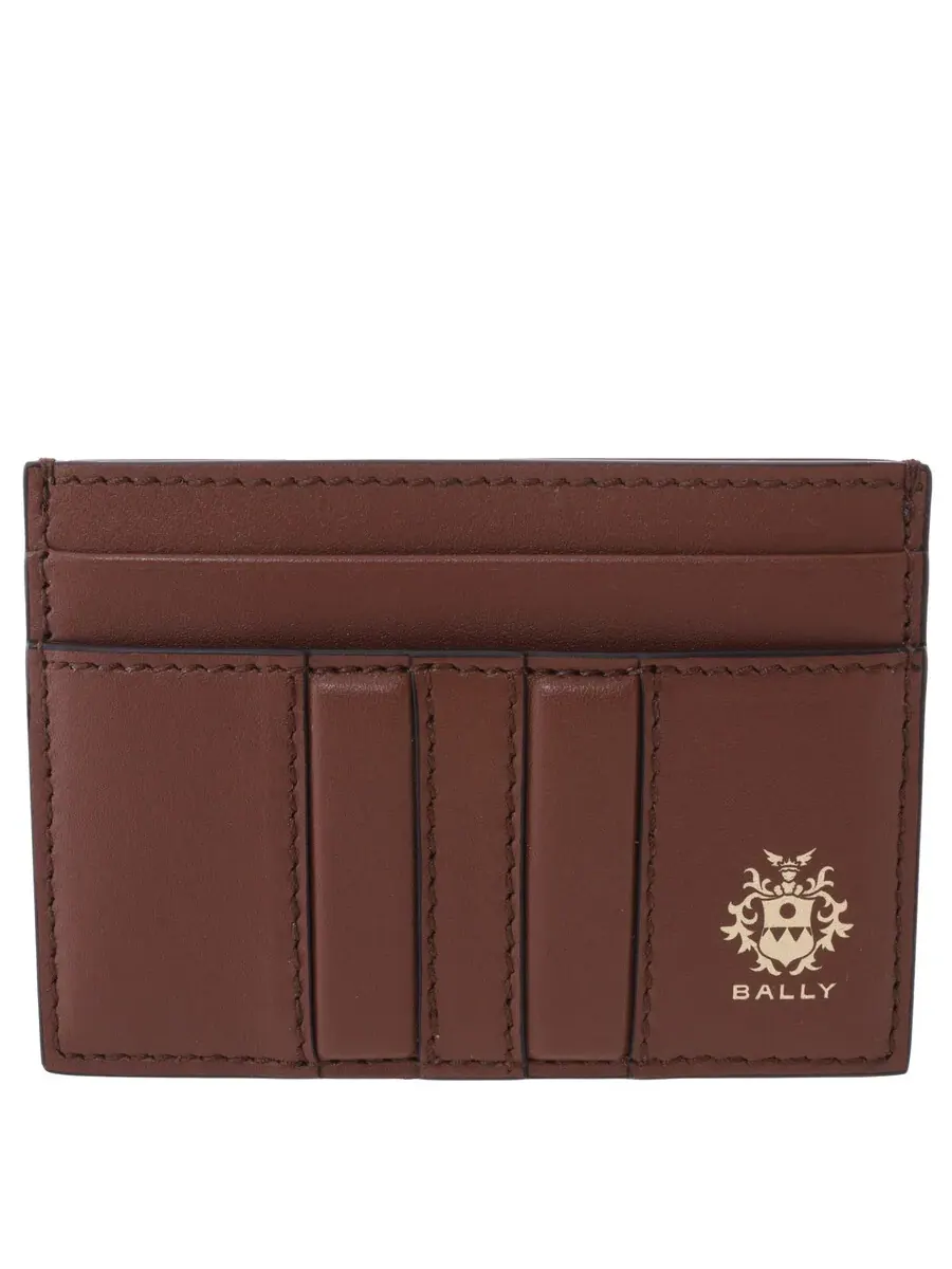 Кожаный футляр для карт с тисненым логотипом Bally — коричневый
