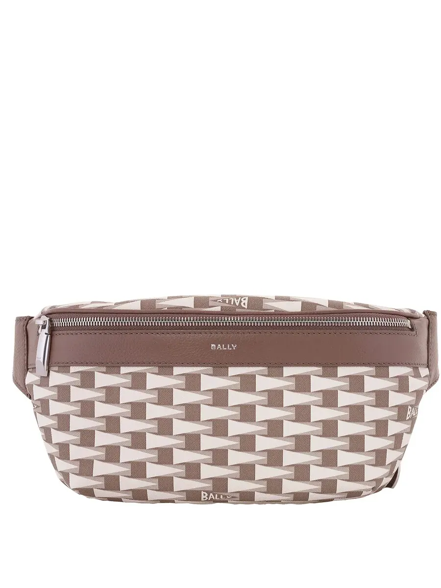 Кожаная сумка на пояс Bally с геометрическим узором — коричневый