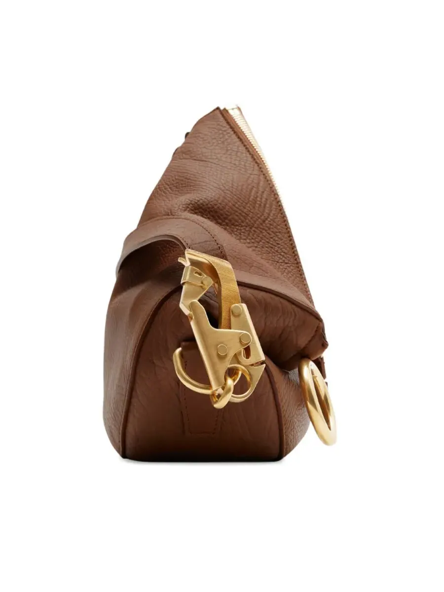 Сумка через плечо Burberry Small Knight из телячьей кожи и замши — изображение 3 из 5, каштанный