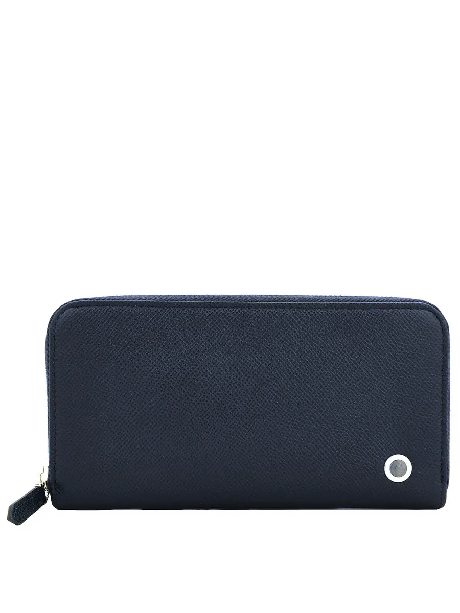 Кошелек Bvlgari Blue Leather на молнии — синий