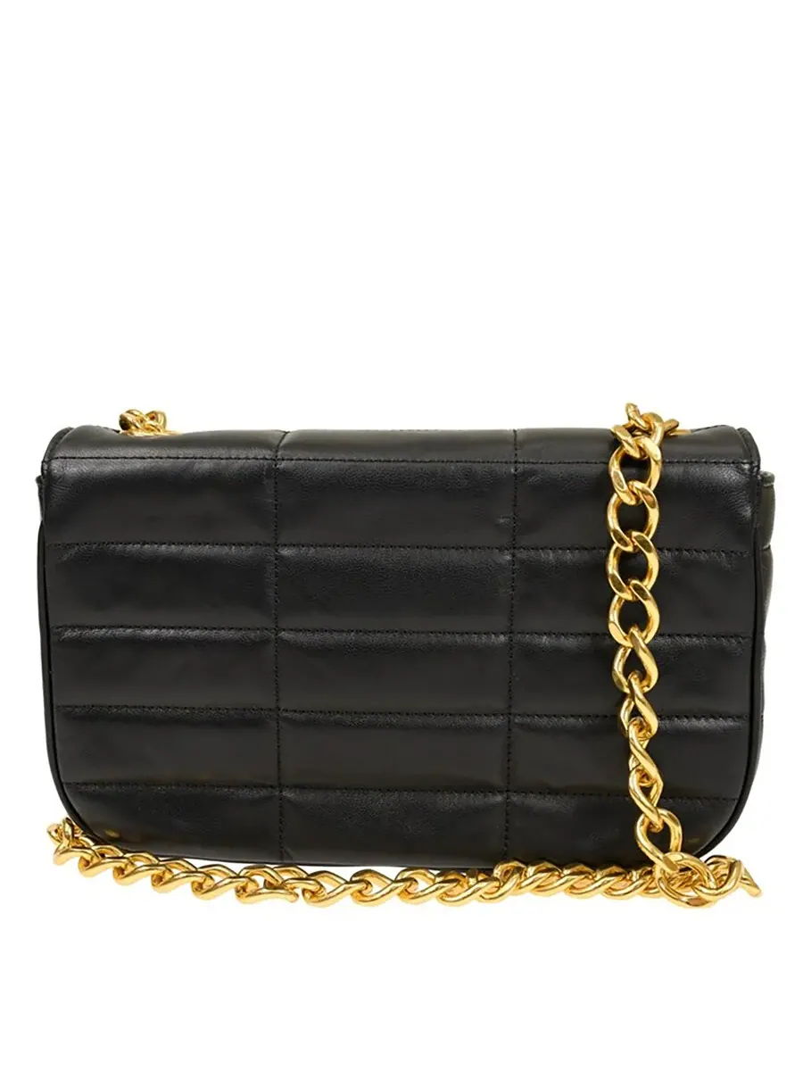 Сумка Celine Chain на плечо из стеганой кожи козы - черная — изображение 4 из 4, черный