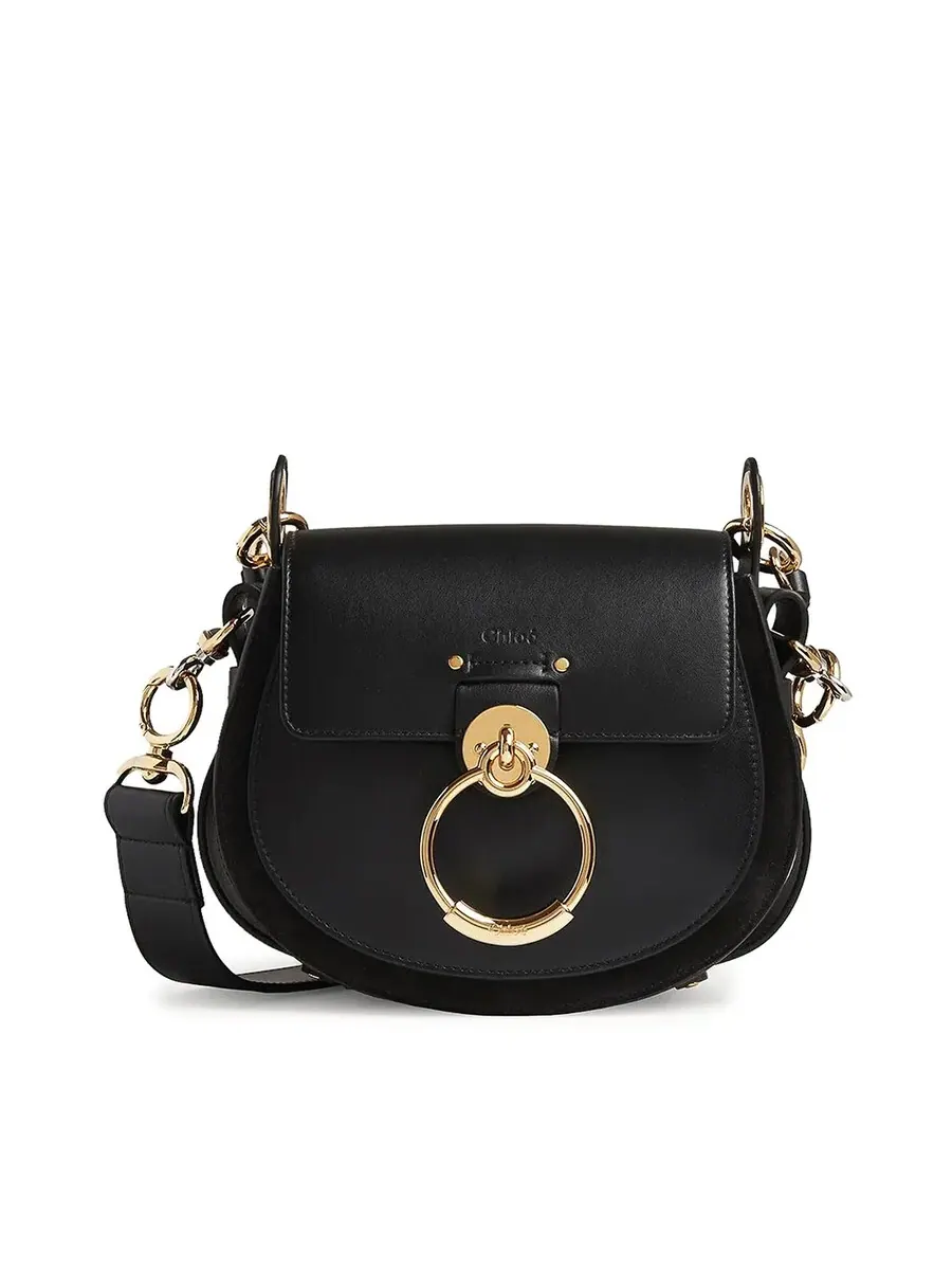 Маленькая сумка Tess из черной кожи и замши от Chloé — черный