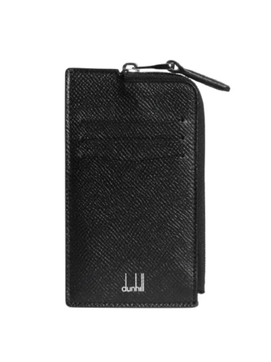 Кожаный держатель для карт Dunhill Cadogan с молнией — черный