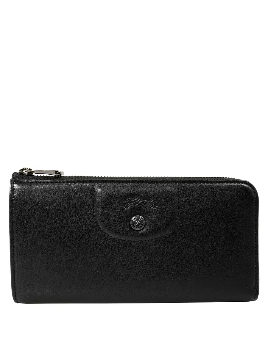 Кошелек Longchamp Le Pliage Cuir с молнией по периметру - черный